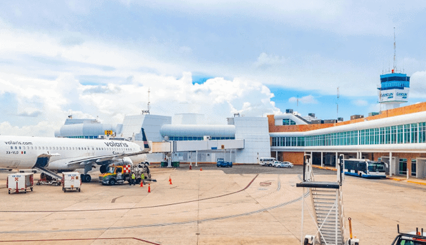 Airplane at airport runway